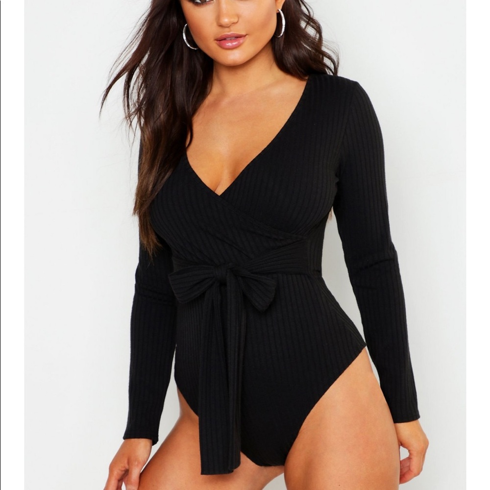 Robbed Wrap Front Bodysuit Size 8
